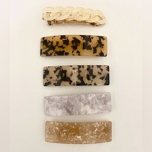 Tortoise Shell & Mother of Pearl Hair Clip Set